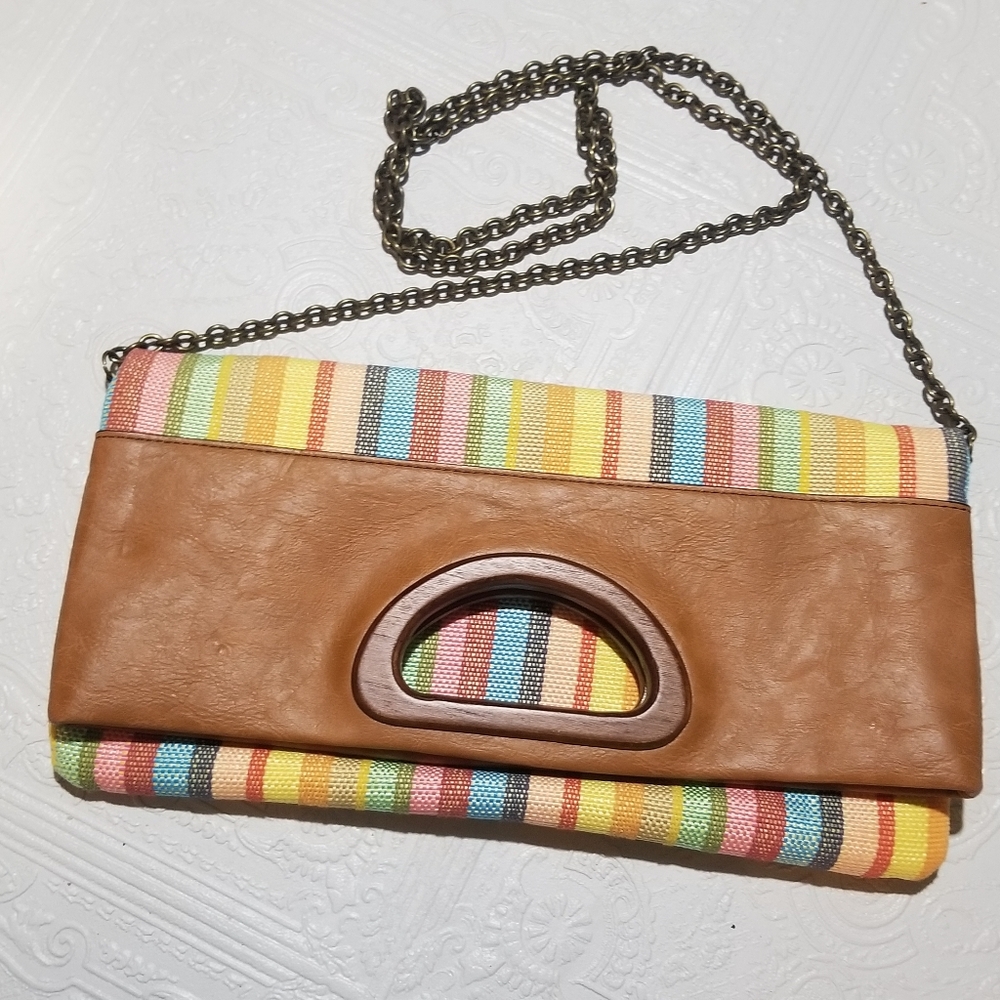 Striped Multicolor Clutch Bag